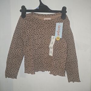 Cat & Jack Pink Brown Leopard Ruffle Hem Toddler Top